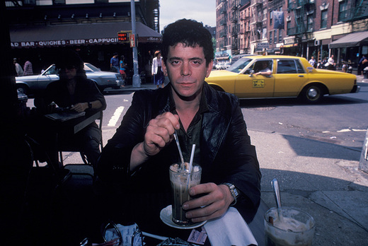 Lou Reed posing for a portrait in New York City in 1982, at Cafe Figaro in Greenwich Village. Lou Reed posing for a portrait in New York City in 1982, at Cafe Figaro in Greenwich Village.